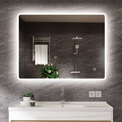 LED зеркало Madrid 100x70cm Bluetooth, Anti-fog, Touch, Dimmer цена и информация | Зеркала в ванную | pigu.lt