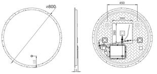 LED зеркало Madrid 80см Bluetooth, Anti-fog, Dimmer, Color change цена и информация | Зеркала в ванную | pigu.lt