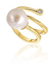 JwL Luxury Pearls Позолоченное кольцо с настоящим жемчугом и цирконом JL0692 цена и информация | Кольца | pigu.lt