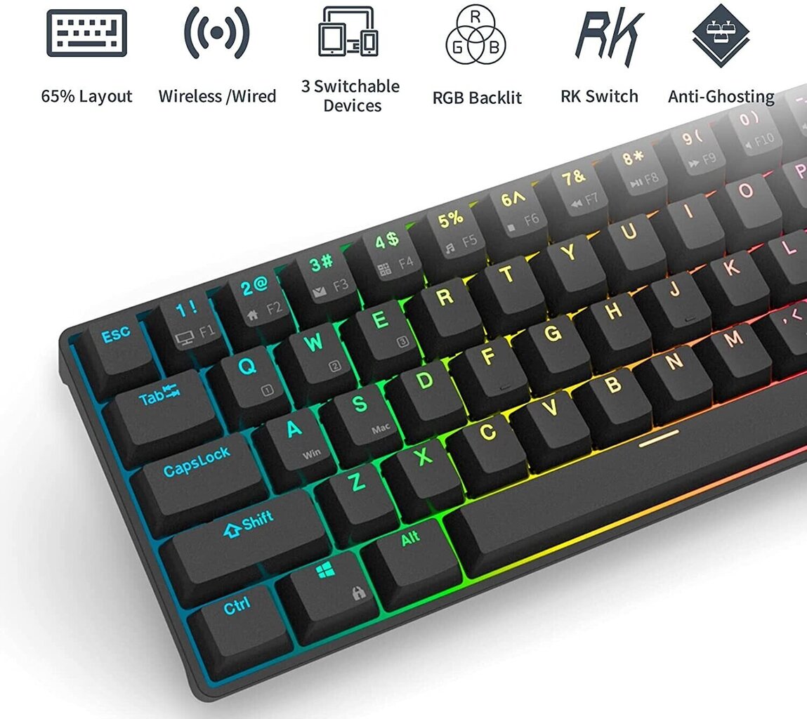 Royal Kludge RK G68 Brown Switches цена и информация | Klaviatūros | pigu.lt