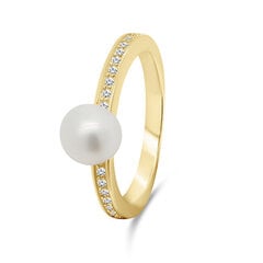 Brilio Silver Элегантное позолоченное кольцо с настоящим жемчугом RI055Y цена и информация | Кольцо | pigu.lt