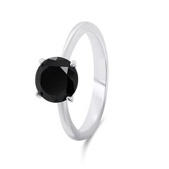 Brilio Silver Вневременное серебряное кольцо с черным цирконом RI057WBC цена и информация | Кольца | pigu.lt