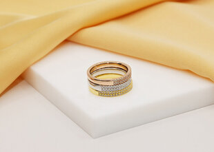 Brilio Silver Сверкающее позолоченное кольцо с прозрачными цирконами RI059Y цена и информация | Кольцо | pigu.lt