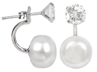 JwL Luxury Pearls Оригинальные серьги с настоящим жемчугом и кристаллом 2 в 1 JL0059 sJL0059 цена и информация | Серьги | pigu.lt