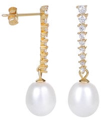 JwL Luxury Pearls Позолоченные жемчужные серьги с кристаллами JL0405 sJL0405 цена и информация | Серьги | pigu.lt