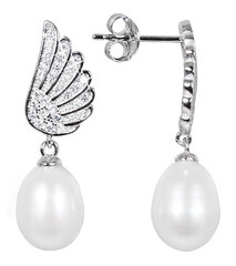 JwL Luxury Pearls Жемчужные серьги с белой жемчужиной и цирконом JL0534 sJL0534 цена и информация | Серьги | pigu.lt