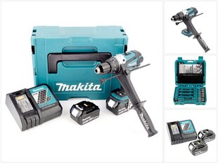 Аккумуляторный шуруповерт Makita DHP 458 RFJ цена и информация | Шуруповерты, дрели | pigu.lt