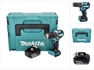 Аккумуляторная ударная дрель Makita DHP 487 T1J цена и информация | Шуруповерты, дрели | pigu.lt