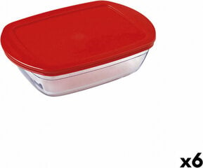 Прямоугольная коробочка для завтрака с крышкой Ô Cuisine Cook & Store Красный 400 ml 17 x 10 x 5 cm Силикон Cтекло (6 штук) цена и информация | Посуда для хранения еды | pigu.lt