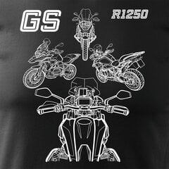 BMW GS 1250 ADVENTURE vīriešu motocikla t-krekls ar motociklu 1579-7 цена и информация | Мужские футболки | pigu.lt