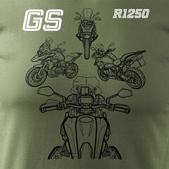 BMW GS 1250 ADVENTURE vīriešu motocikla t-krekls ar motociklu 1581-7 цена и информация | Мужские футболки | pigu.lt