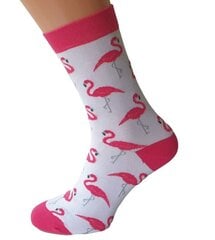 Женские хлопковые носки с дизайном "Flamingo" (белые) цена и информация | Женские носки | pigu.lt