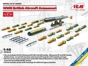 Klijuojamas modelis ICM 48407 WWII British Aircraft Armament 1/48 kaina ir informacija | Klijuojami modeliai | pigu.lt