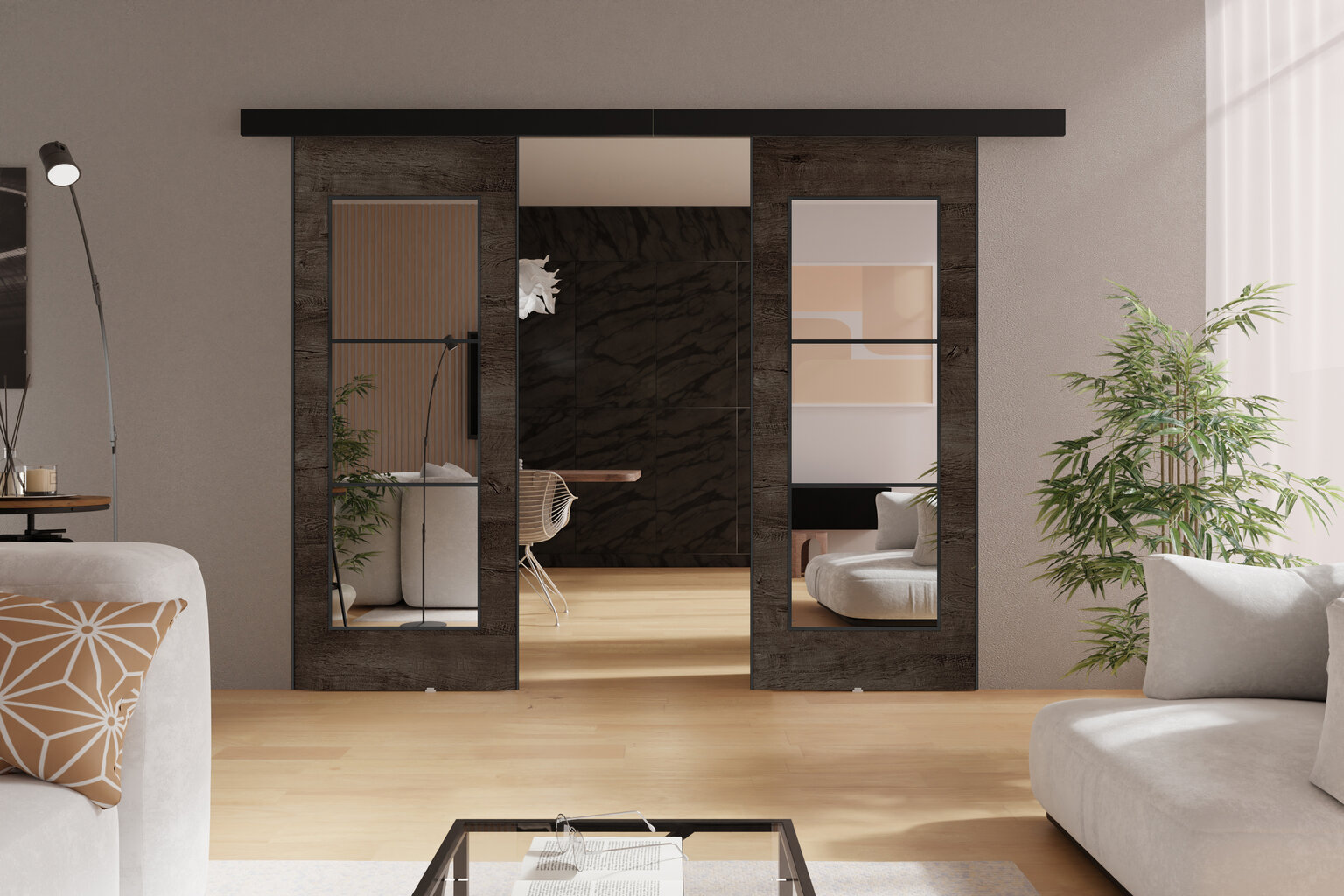 Dvigubos stumdomos durys su veidrodžiu KIE71DUO/192 kaina ir informacija | Spintos | pigu.lt
