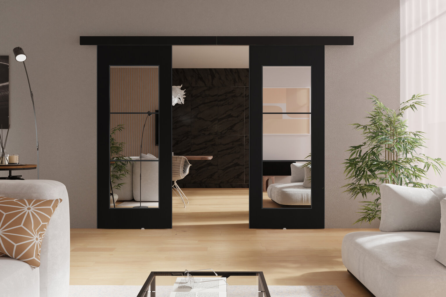 Dvigubos stumdomos durys su veidrodžiu KIE75DUO/152 kaina ir informacija | Spintos | pigu.lt