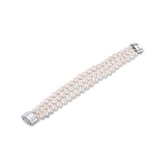 JwL Luxury Pearls Трехрядный браслет из настоящего белого жемчуга JL0668 цена и информация | Женские браслеты | pigu.lt