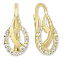 Auksiniai auskarai su kristalais Brilio sBR1840 kaina ir informacija | Auskarai | pigu.lt