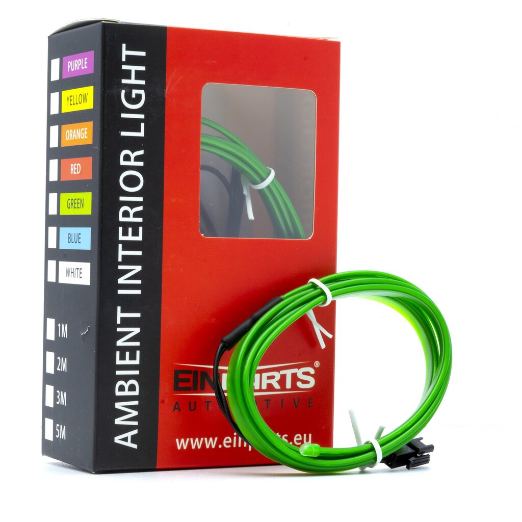 LED šviesos juostelė automobilio dekoravimui EinParts12V , 1m, žalia kaina ir informacija | Automobilių salono dalys | pigu.lt