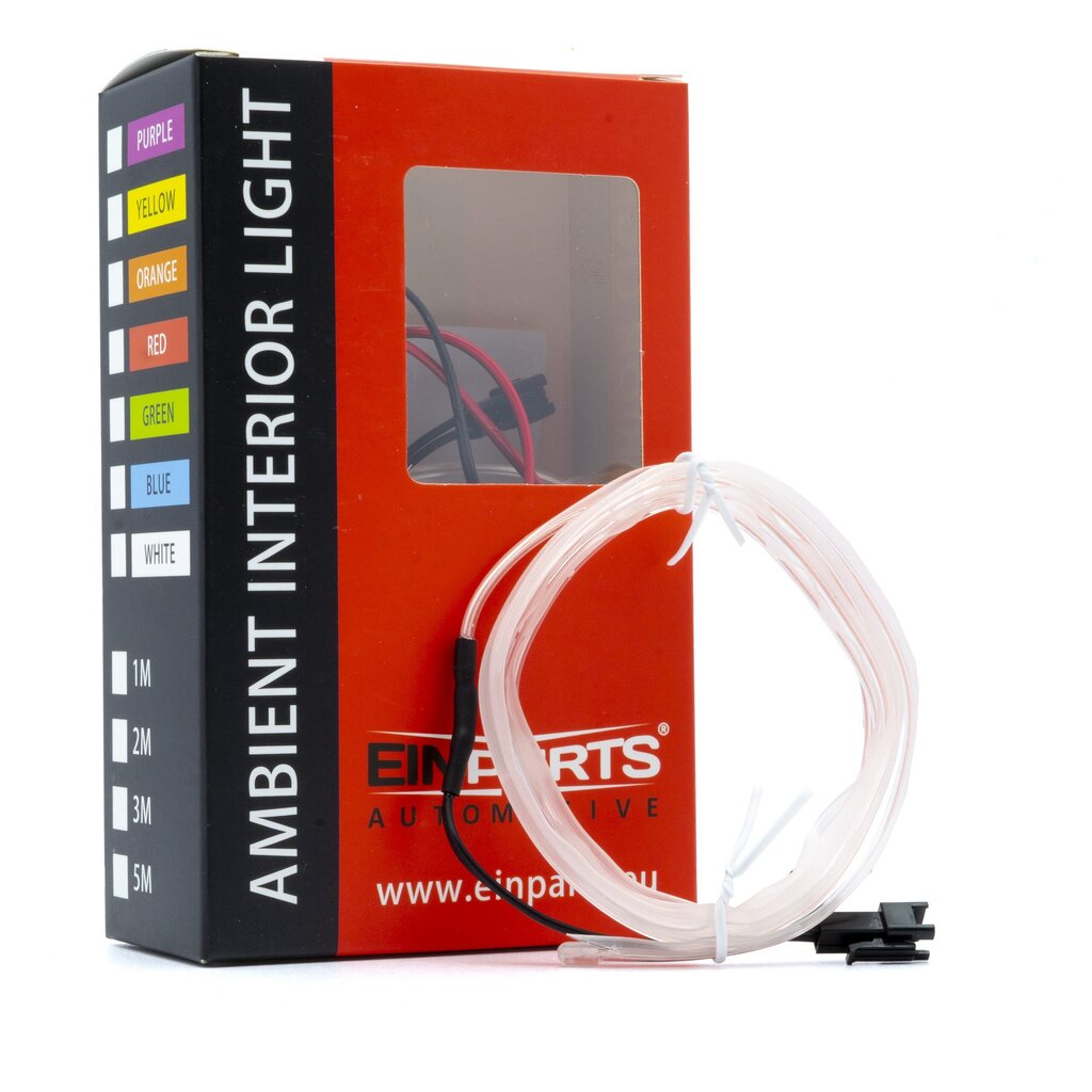 LED šviesos juostelė automobilio dekoravimui EinParts12V , 1m, balta kaina ir informacija | Automobilių salono dalys | pigu.lt
