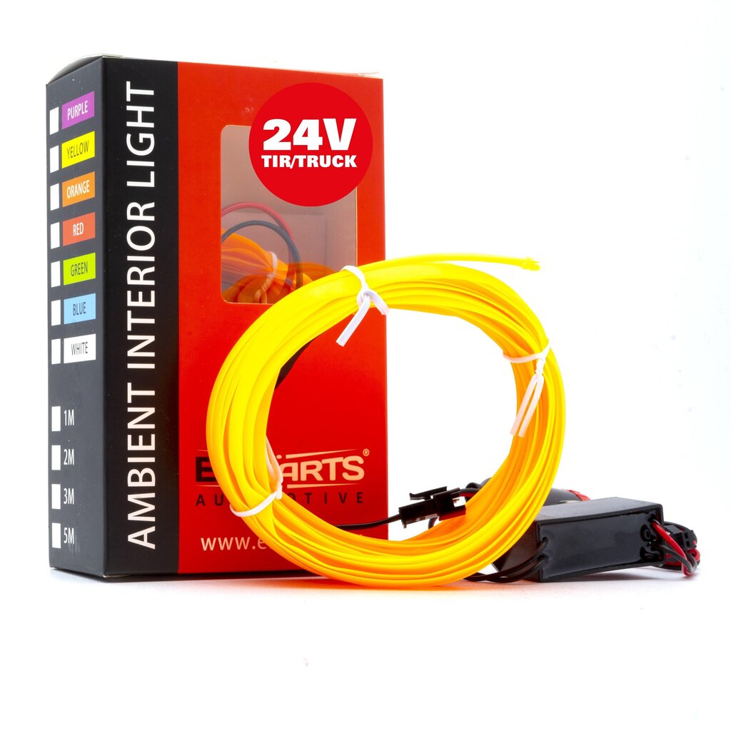 LED šviesos juostelė automobilio dekoravimui EinParts24V, 5m, geltona цена и информация | Automobilių salono dalys | pigu.lt