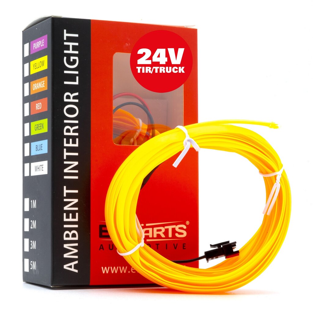 LED šviesos juostelė automobilio dekoravimui EinParts24V, 5m, geltona kaina ir informacija | Automobilių salono dalys | pigu.lt