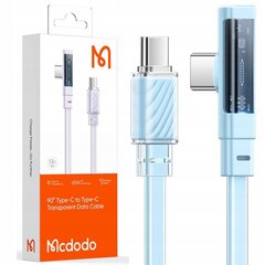 Mcdodo 345 65W Type-C to Type-C 90 Degree Data Cable with LED 1.2m Blue CA-3452 kaina ir informacija | Laidai telefonams | pigu.lt