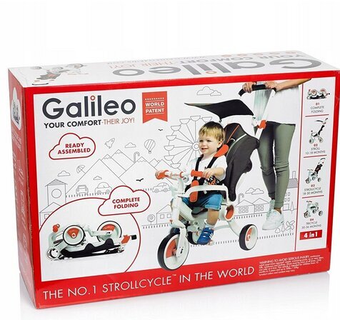 Triratis Galileo 4in1 Strollcycle G-1001-R, baltas kaina ir informacija | Triratukai | pigu.lt