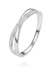 Dvigubas sidabrinis žiedas su cirkoniais Beneto AGG225_2 kaina ir informacija | Žiedai | pigu.lt
