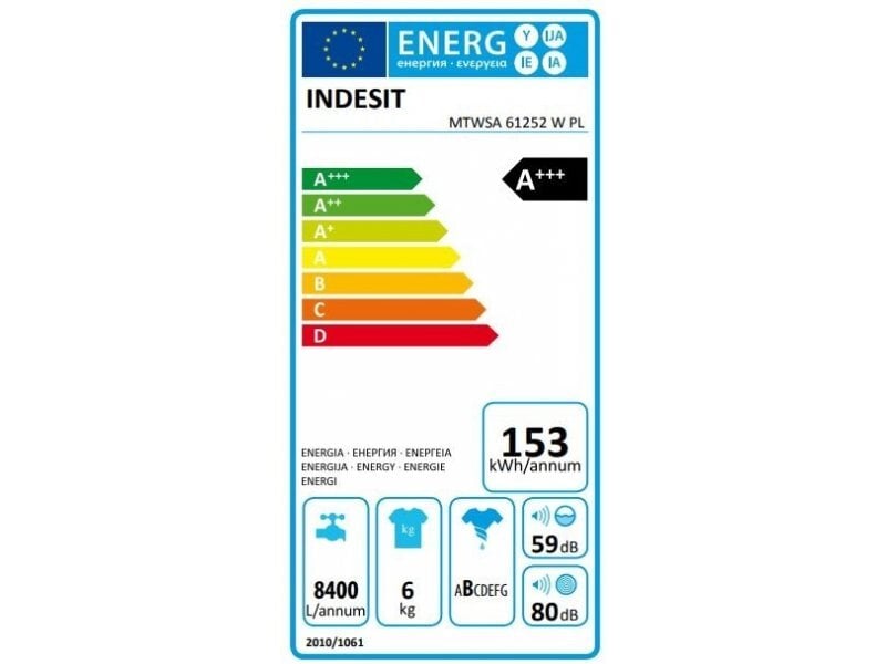 Pralka INDESIT MTWSC 61294 W PL kaina ir informacija | Skalbimo mašinos | pigu.lt