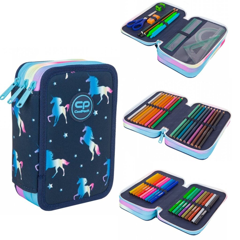 Mokyklinis penalas su priedais Unicorn Collpack CP Jumper 3 Blue Unicorn kaina ir informacija | Penalai | pigu.lt