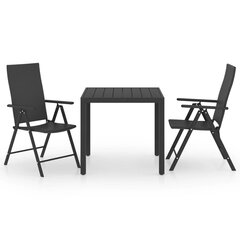 Sodo valgomojo baldų komplektas, 3 dalių, juodos spalvos kaina ir informacija | Lauko baldų komplektai | pigu.lt