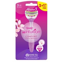 Skustuvas moterims Wilkinson Sword My Intuition Xtreme 3 Comfort Cherry Blossom, 4 vnt. kaina ir informacija | Skutimosi priemonės ir kosmetika | pigu.lt