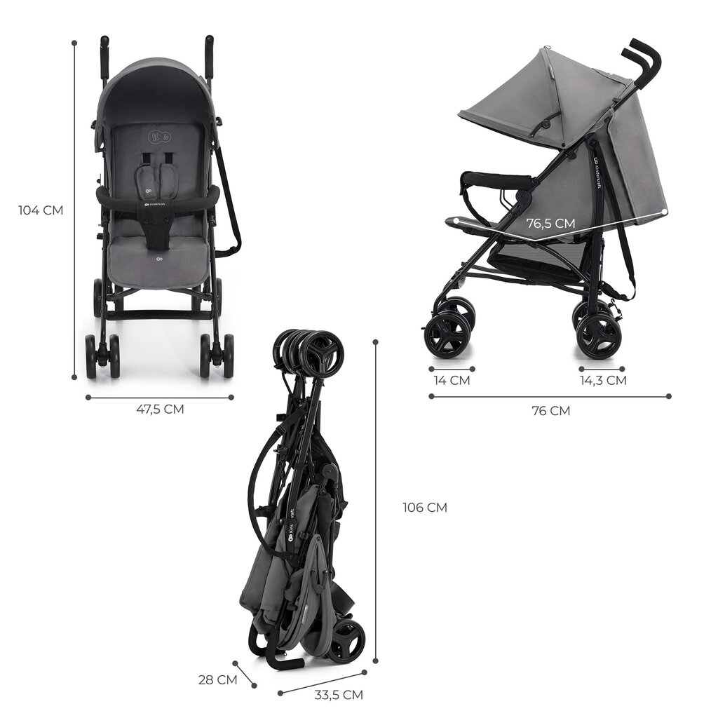 Vežimėlis-skėtukas Kinderkraft TIK, Stone Grey kaina ir informacija | Vežimėliai | pigu.lt