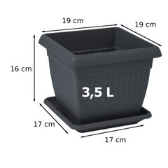 Горшок садовый пластиковый 3,5л с подставкой терракотовый набор цена и информация | Вазоны | pigu.lt