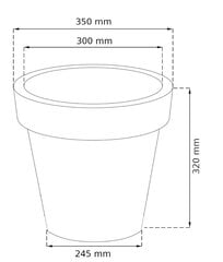 Пластиковый круглый горшок 35x32 см, антрацит, горшок цена и информация | Горшки | pigu.lt