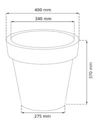 Пластиковый круглый горшок 40x36 см, антрацит, горшок цена и информация | Вазоны | pigu.lt