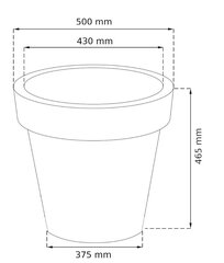 Пластиковый круглый горшок 50x45,5 см, серый, горшок цена и информация | Вазоны | pigu.lt