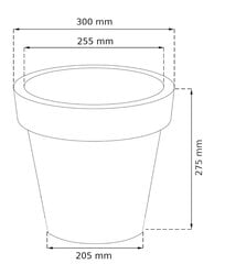 Пластиковый круглый горшок 30x27 см, антрацит, горшок с подставкой цена и информация | Вазоны | pigu.lt