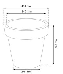 Пластиковый круглый горшок 40x36 см, серый, горшок с подставкой цена и информация | Вазоны | pigu.lt