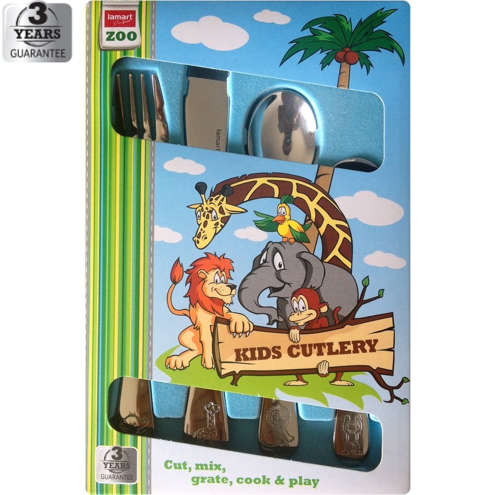 LAMART Zoo vaikiškų įrankių rinkinys, 4 dalių kaina ir informacija | Stalo įrankiai | pigu.lt