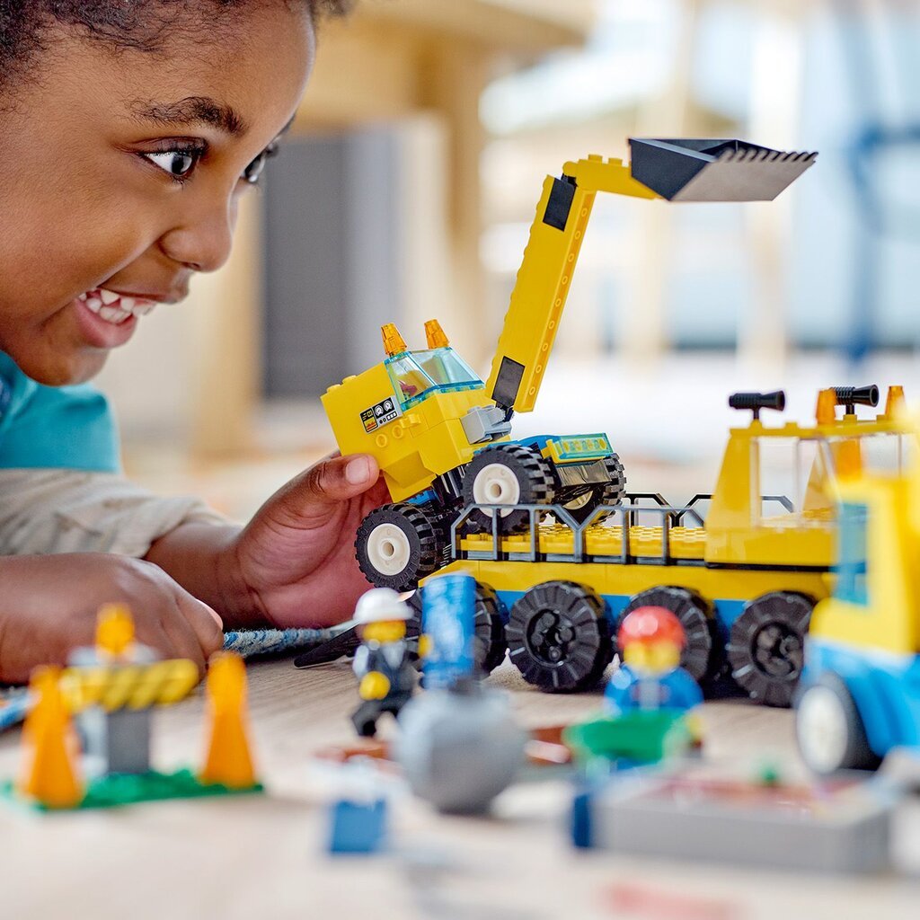 60391 LEGO® City Statybiniai sunkvežimiai ir kranas su griaunamuoju rutuliu kaina ir informacija | Konstruktoriai ir kaladėlės | pigu.lt