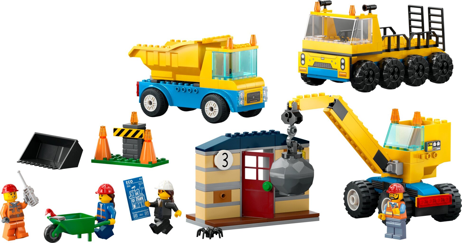 60391 LEGO® City Statybiniai sunkvežimiai ir kranas su griaunamuoju rutuliu kaina ir informacija | Konstruktoriai ir kaladėlės | pigu.lt