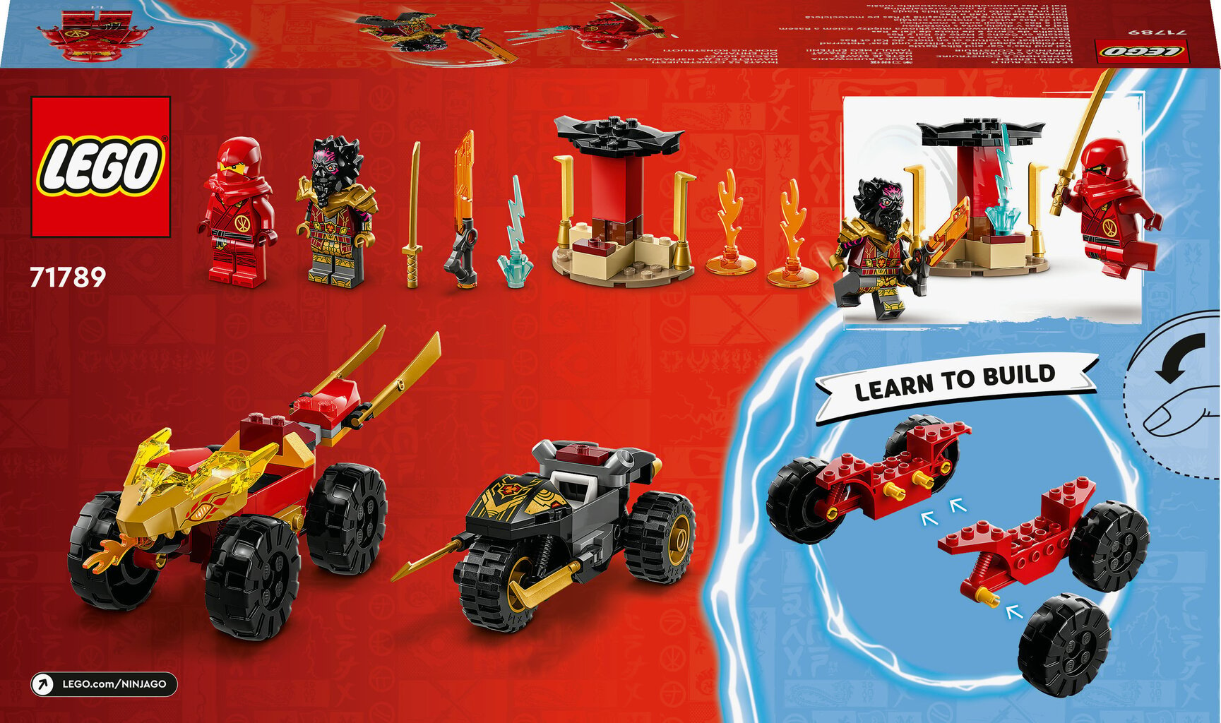 71789 LEGO® NINJAGO Kai ir Ras automobilio ir motociklo mūšis kaina ir informacija | Konstruktoriai ir kaladėlės | pigu.lt