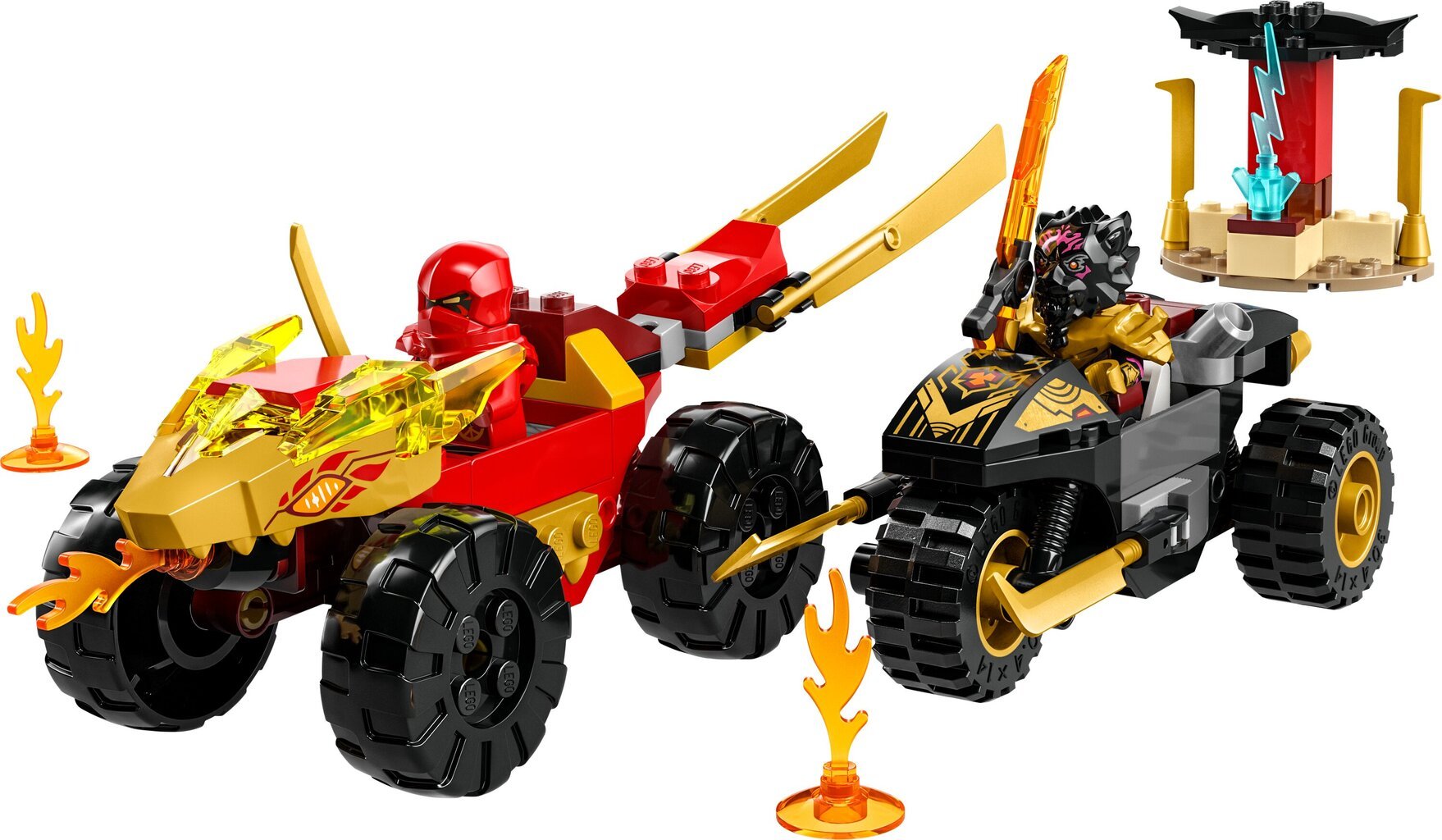 71789 LEGO® NINJAGO Kai ir Ras automobilio ir motociklo mūšis цена и информация | Konstruktoriai ir kaladėlės | pigu.lt