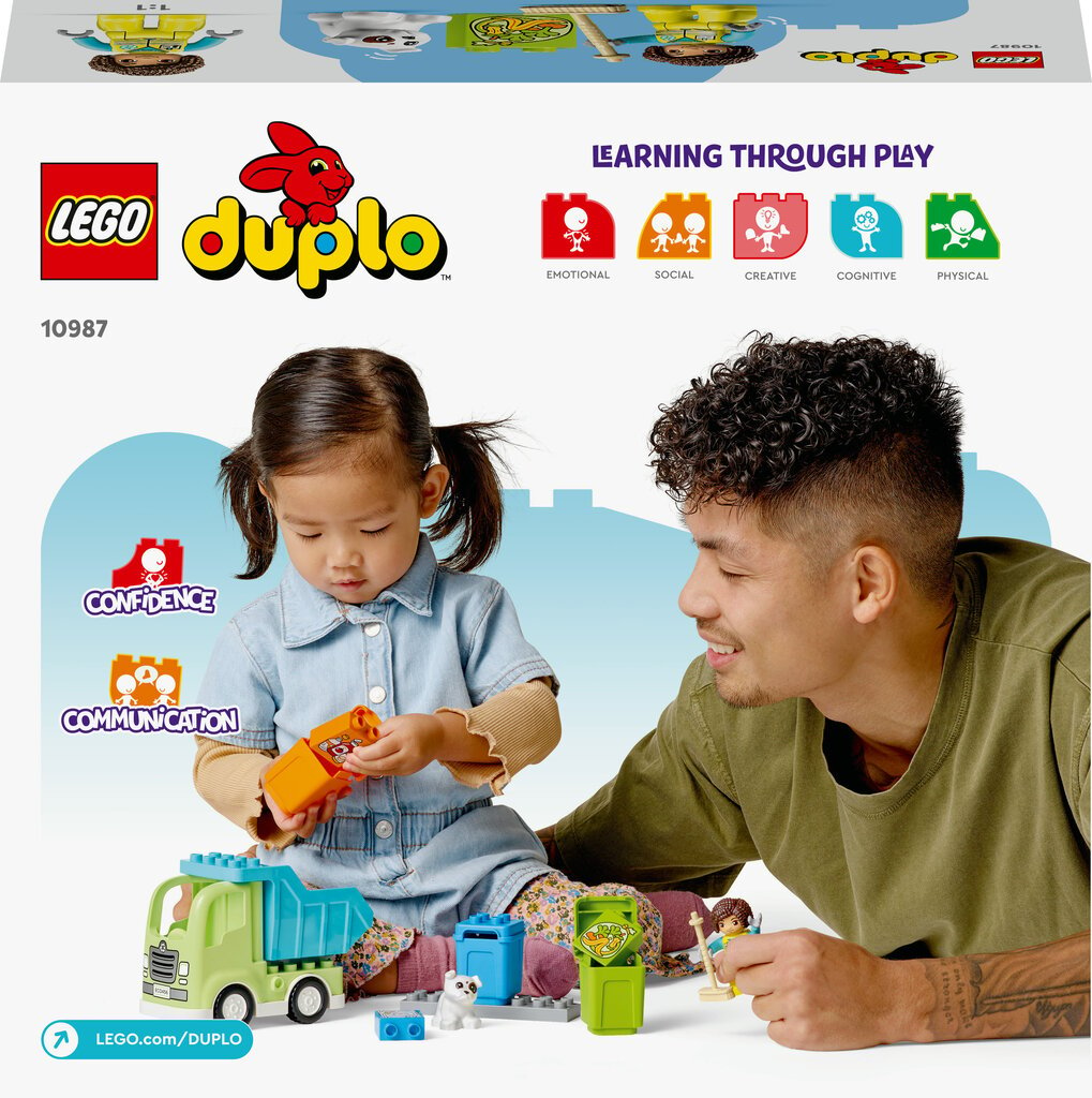 10987 LEGO® DUPLO Šiukšlių perdirbimo sunkvežimis kaina ir informacija | Konstruktoriai ir kaladėlės | pigu.lt