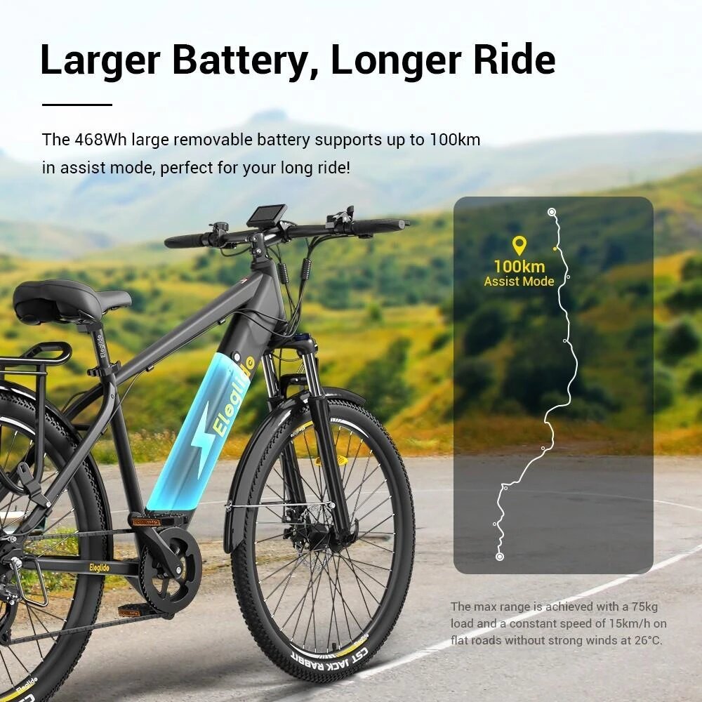Elektrinis dviratis Eleglide T1 27.5", juodas kaina ir informacija | Elektriniai dviračiai | pigu.lt