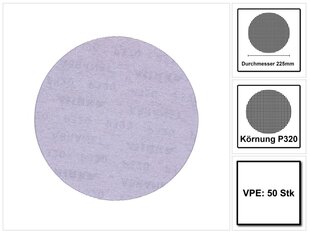 Šlifavimo diskas Mirka Abranet 225 mm P320 50 vnt kaina ir informacija | Mechaniniai įrankiai | pigu.lt