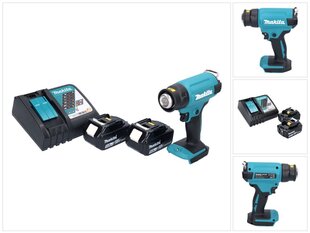 Аккумуляторный фен с горячим воздухом Makita DHG 180 RT цена и информация | Строительные фены | pigu.lt