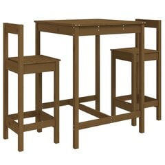 Sodo baro baldų komplektas, 3 dalių, medaus rudas, pušis цена и информация | Комплекты уличной мебели | pigu.lt