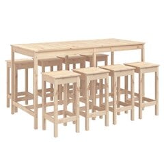 Sodo baro baldų komplektas, 9 dalių, pušies medienos masyvas kaina ir informacija | Lauko baldų komplektai | pigu.lt